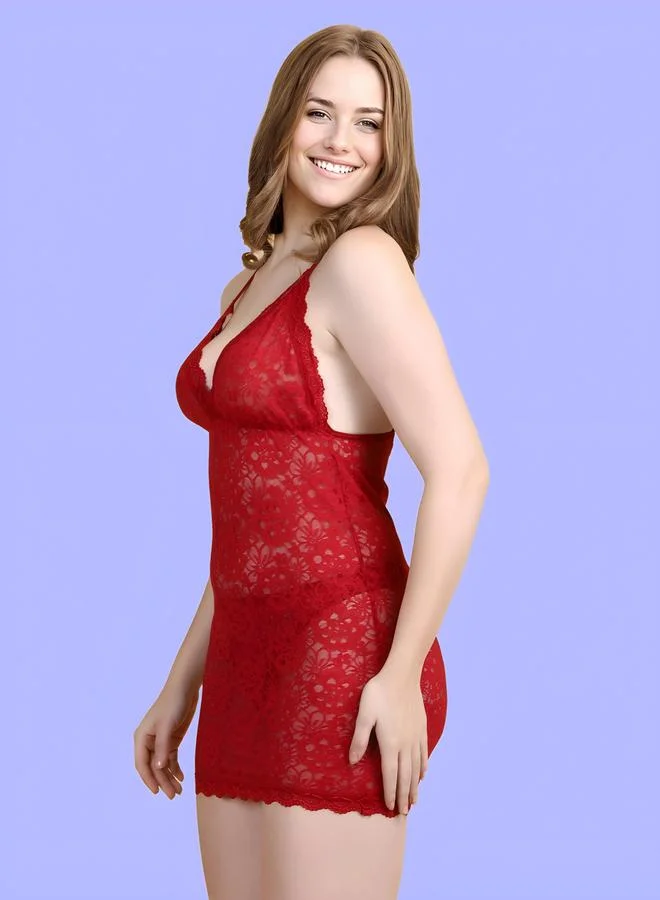 Take Two Women Red Lace Babydoll By Hill Islands